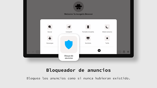 Captura de pantalla de aplicación navegador privado