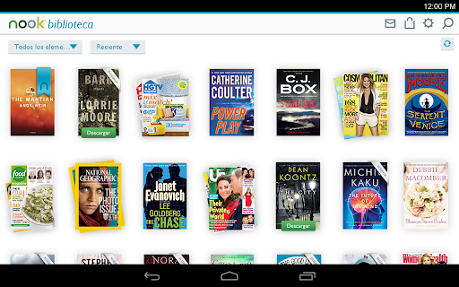 Captura de pantalla de NOOK