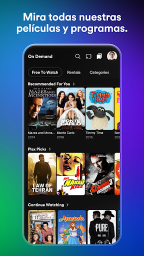 Captura de pantalla de Plex: TV en vivo, pelis y más