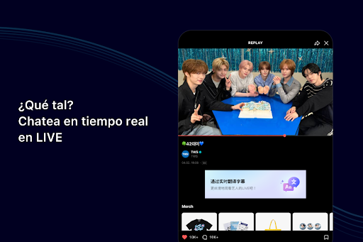 Captura de pantalla de Weverse, Acércate a tu artista