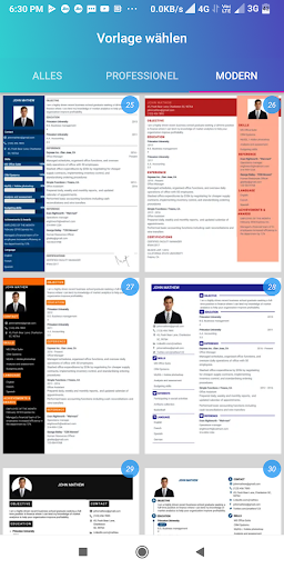 Lebenslauf erstellen Bewerbung Screenshot