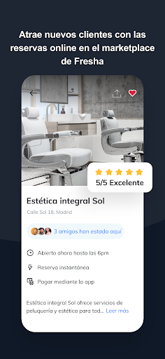 Captura de pantalla de Fresha para negocios