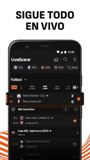 Captura de pantalla de LiveScore Resultados de fútbol