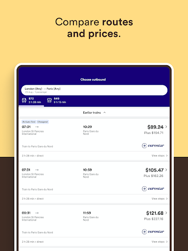 Captura de pantalla de Trainline: Train travel Europe