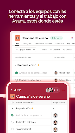 Captura de pantalla de Asana: gestión del trabajo