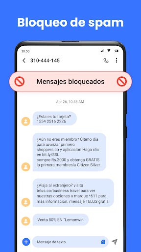 Captura de pantalla de Mensajes:Texto de mensajes SMS