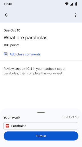 Captura de pantalla de Google Classroom