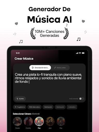 Captura de pantalla de MyTunes: Crear música con IA