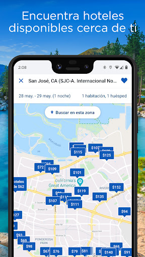 Captura de pantalla de Travelocity hotel y vuelo