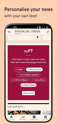 Captura de pantalla de Financial Times: Business News