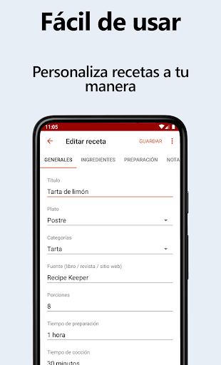 Captura de pantalla de Recipe Keeper