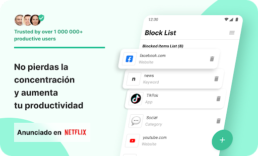 Captura de pantalla de BlockSite: evita distracciones