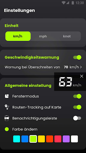 Geschwindigkeitsmesser GPS Screenshot