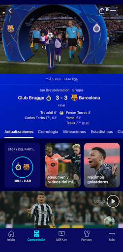 Captura de pantalla de UEFA Champions League Oficial