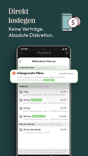 Hushed – Zweite Telefonnummer Screenshot