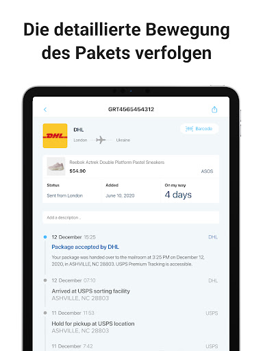 Sendungsverfolgung - paket app Screenshot