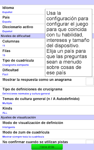 Captura de pantalla de Crucigrama Español