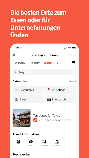 Wanderlog reisen routenplaner Screenshot