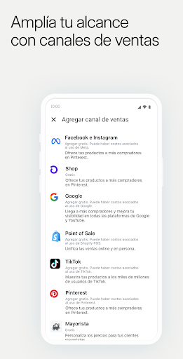 Captura de pantalla de Shopify, tu tienda online