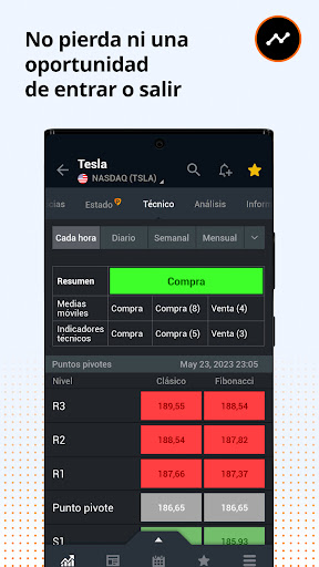 Captura de pantalla de Investing.com Bolsa de Valores