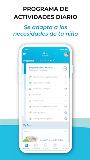 Captura de pantalla de BabySparks - Actividades y Log