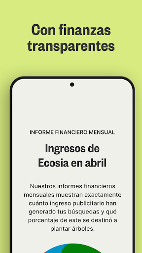 Captura de pantalla de Ecosia: Busca, planta árboles.