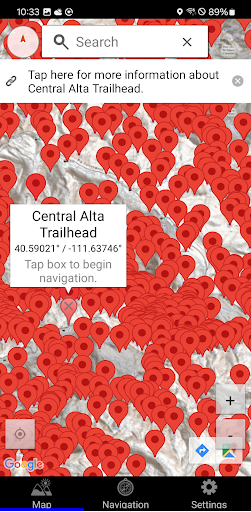 Captura de pantalla de Wasatch Backcountry Skiing Map