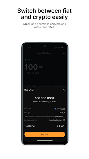 Captura de pantalla de Bybit: Compra Bitcoin y USDT