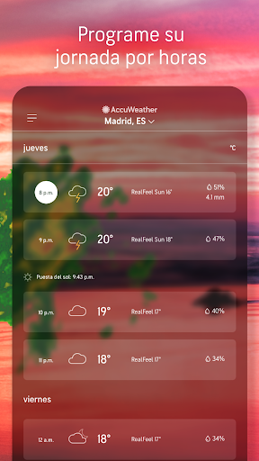 Captura de pantalla de AccuWeather: clima diario