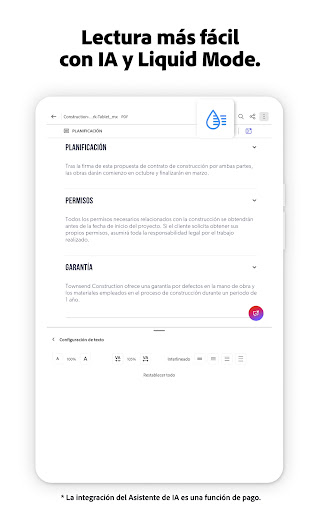 Captura de pantalla de Adobe Acrobat Reader para PDF