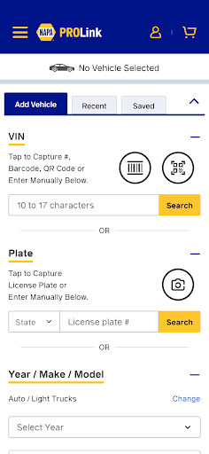 Captura de pantalla de NAPA PROLink
