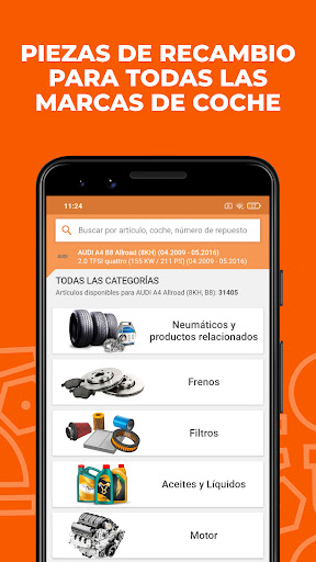 Captura de pantalla de AUTODOC: recambios de coche