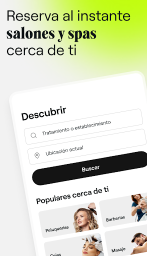 Captura de pantalla de Fresha para clientes