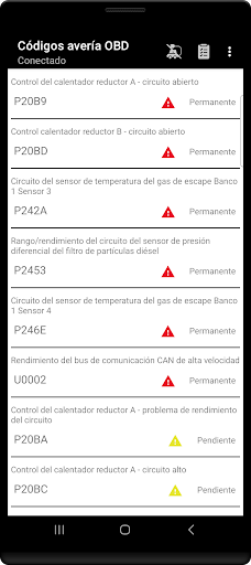 Captura de pantalla de Diagnóstico Tor OBD2