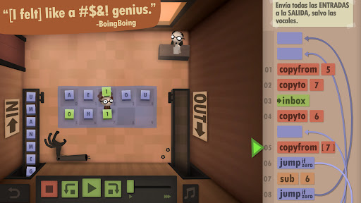 Captura de pantalla de Human Resource Machine