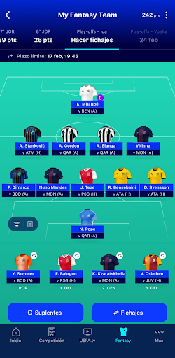 Captura de pantalla de UEFA Champions League Oficial