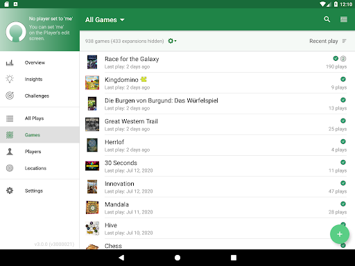 Captura de pantalla de Board Game Stats
