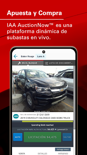 Captura de pantalla de IAA Buyer Salvage Auctions