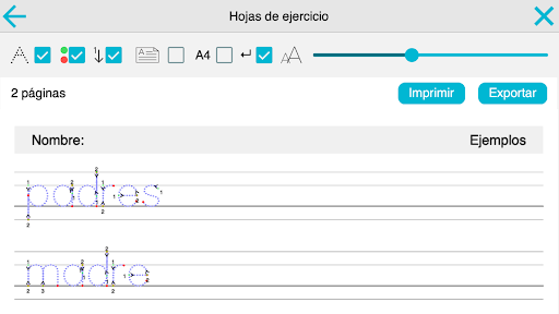 Captura de pantalla de Escribo en letras de imprenta