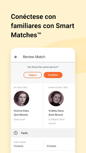 Captura de pantalla de MyHeritage: Árbol genealógico