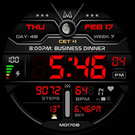 MD170B Digital watch face screenshot
