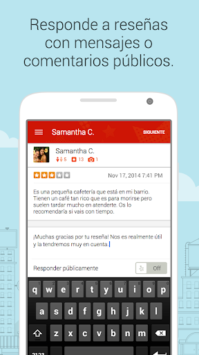 Captura de pantalla de Yelp para empresas