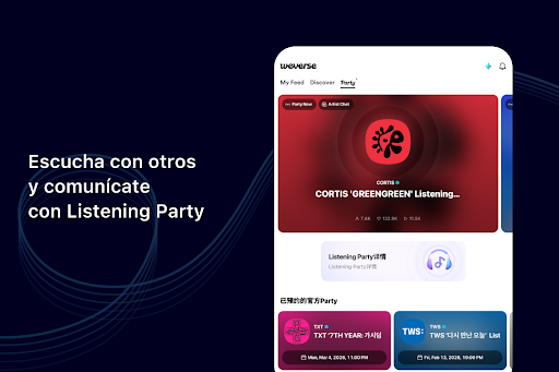 Captura de pantalla de Weverse, Acércate a tu artista