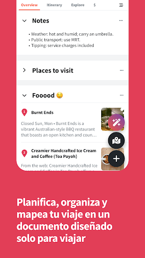 Captura de pantalla de Wanderlog: Plan Viaje y Guía