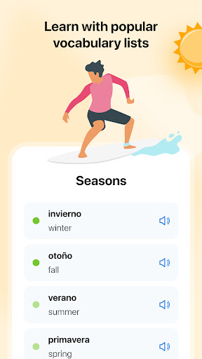 Captura de pantalla de SpanishDictionary.com Learning