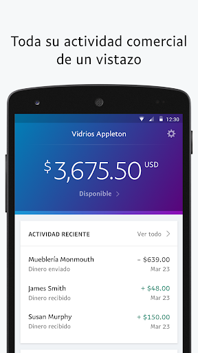 Captura de pantalla de PayPal para empresas