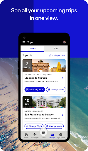 Captura de pantalla de United Airlines