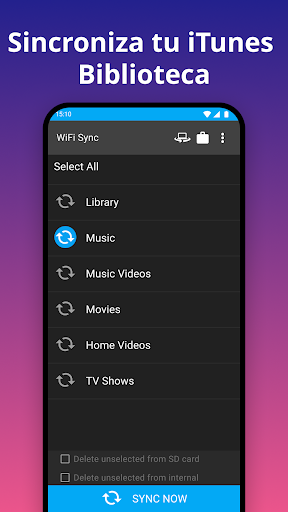 Captura de pantalla de iSyncr: iTunes para Android