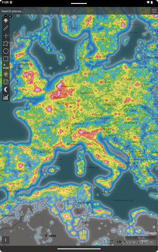 Light pollution map screenshot