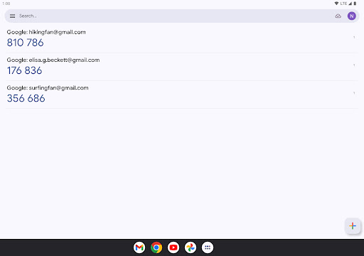 Captura de pantalla de Google Authenticator